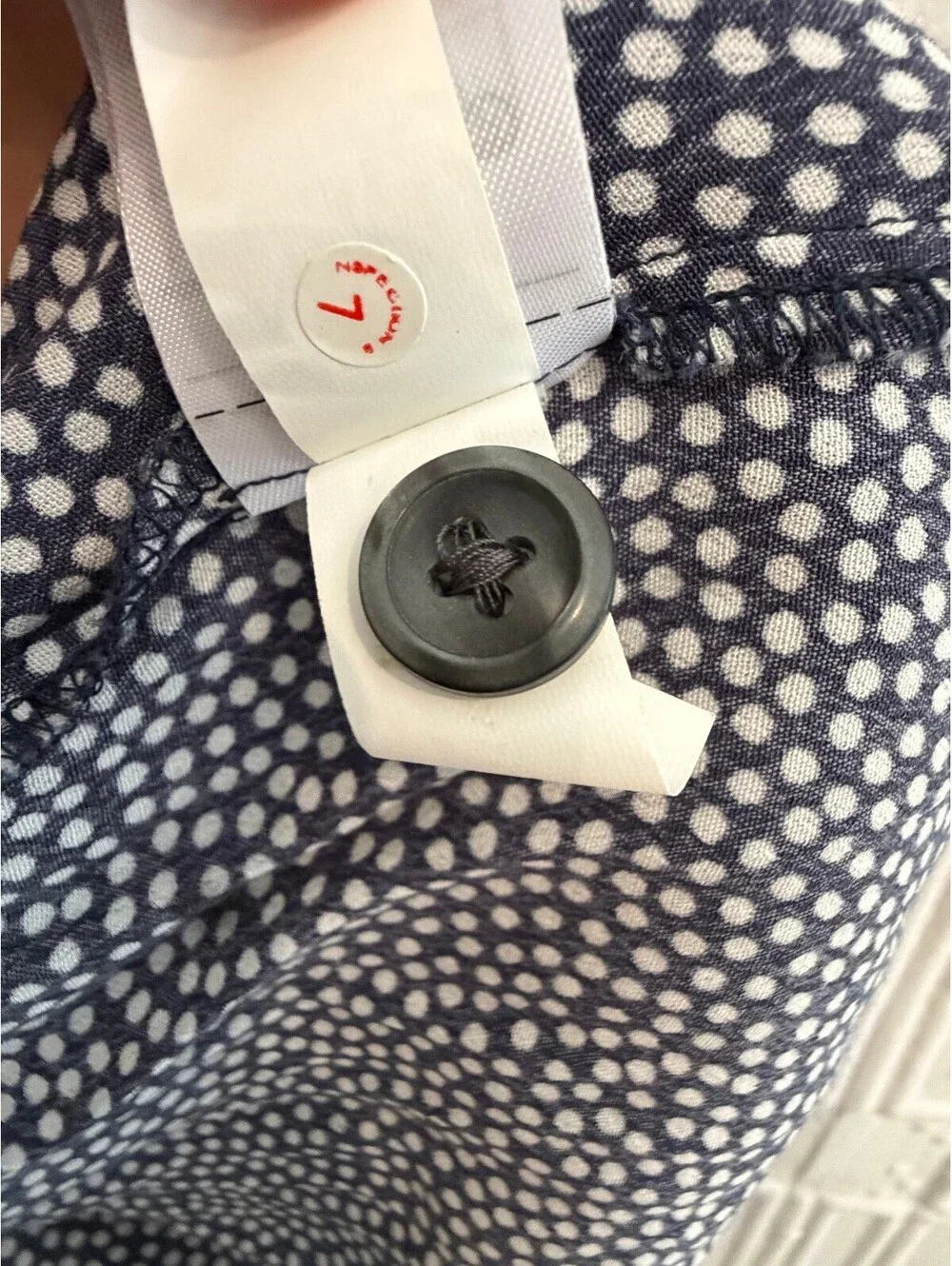 GAP Navy Blue Polka Dot Side Button Wrap Midi Dress S - Picture 9 of 12